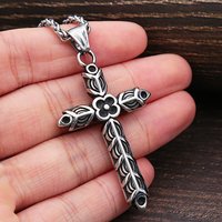 Retro Nordic Viking Style Cross Pendant Necklace For Men Women Punk Biker 316L Stainless Steel Cross Necklace Jewelry Wholesale