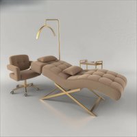 Luxury Brown Cotton Curved Eyelash Bed Massage Facial Bed Eyelash Bed Salon Furniture Set