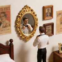 Gloden Frames Dollhouse Dressing mirror Doll Accessories Round Mirror Vintage Elegant Small Mirror Wall Art Mini Furniture Toy