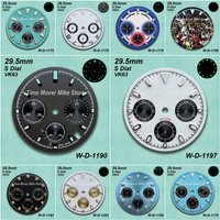29.5mm S Logo Panda DTN Dial Fit VK63 Movement Green Luminous High-Quality Diamond Dial Watch Modification Accessories