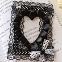 Cute DIY Lace Bowknot Kpop Photo Card Holder Idol Photocard Case Decorative Card Cover Black White Love Heart Shape Photo Holder