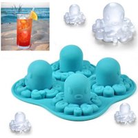 1Piece 4Cavity Octopus Silicone Candy Molds For Candy Chocolate Ice Cube