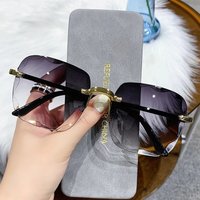 Neue randlose Damen-Sonnenbrille, modische Farbverlaufsgläser, Vintage-Sonnenbrille für Damen, klassische Designer-Sonnenbrille mit PC-Bügeln.