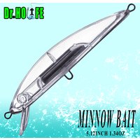 Dr.Holife 5PCS/LOT Unpainted Minnow Blanks Lure 13CM 38G Sink Minnow Bait With Long Cast Artificial Hard Bait For DIY Lures