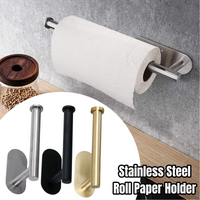 Adhesive Toilet Roll Paper Holder Wall Mount Storage Stand Punch-Free Stainless Steel Storage Accessories Kitchen Hook