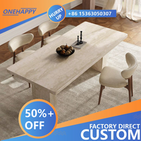 Any Size Custom French Luxury Natural Travertine Dining Multiple Optional Stone Anti Corrosion Detached Villa Dining Furniture