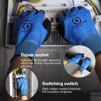 Blue Electrician Insulating Gloves 1000V Withstand Voltage High Elasticity Safety Protective Work Gloves 1 Pair