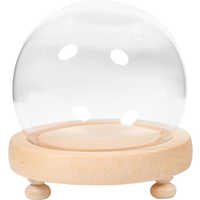 Wood Base Glass Cloche Flower Display Cover Vase Dust Proof Bell Jar Glass Dome Artificial Plant Showcase Preserved Flower Home