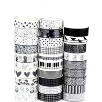 NEW 1PC 10M Decorative Black and White Japanese Washi Tape Set DIY Journaling Adhesive Moon Masking Tape Cute Stationery