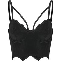 Women's Black Velvet Corset Crop Top Sexy V-Neck Double Strap Bustier Gothic Party Clubwear Bodycon Camisole