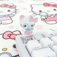 Cartoon Hello Kitty Magnifying Glass Keycaps Translucent Cute DIY Cross Axis Mechanical Keyboard Keycap Decoration Accessories