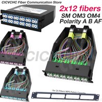 2x12 Fibers High Density MPO to LC, SM OM3 OM4, Conversion Cassette Module, Polarity A, AF, B, LGX Box Low loss