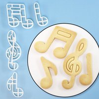 4 Pcs Music Note Shaped Cookie Cutter Treble Clef Musical Note Themed Baking Molds for Birthday Cake Decorations and Pastry