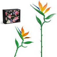 Strelitzia Blossoms Building Block Bouquet Flowers Featuring Gradient Petal Details Ideal for Tabletop Display Home Deco(46 Pcs)