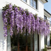 12pcs/pack Purple Wisteria Vine, Realistic Artificial Hanging Vine, Densely Packed Flowers, Multi-Petal Plastic Wisteria Garland