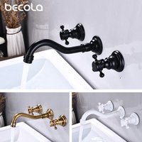 BECOLA Double Handle Three Holes Bathroom Faucet Antique Bronze Home Improvement Accessories Brass Bathroom Faucet 360 Rotation