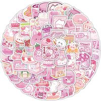 100PCS Cute Pink Snacks Waterproof Graffiti Stickers for Helmet Bicycle Hand Account Pencil Case Decals LanLanStickersWorld