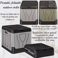 This portable outdoor toilet doubles as a car-mounted bucket, reusable trash can, foldable odor-proof box and emergency toilet.