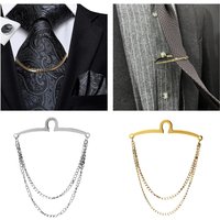 Men Vintage Tie Clip Shirt Chain Buckle Metal Tie Chain Jewelry Business Banquet Wedding Formal Necktie Cravat Collar Buckle