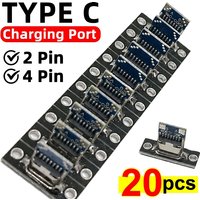 1-20Pcs USB 3.1 Type C Socket With Screw Fixing Plate Type-C USB Jack 3.1 Type-C 2Pin 4Pin Female Connector Jack Charging Port