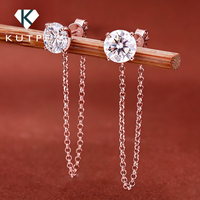0.5-5carat Round brilliant Cut Moissanite Chain Earrings for Women Solitaire Lab Diamond Stud/Drop Earring 925 Silver with GRA