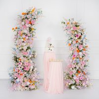 Uflower Colorful Peony Rose Hydrangea Poppy Wedding Backdrop Horn Arch Decor Arrangement Floral Event Props Flower Stand Display