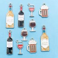 10pcs Enamel Charms Red Wine Wine Glass Beer Beer Glass Pendants Mixed Style AccessoriesFor Jewelry Making Findings Crafting