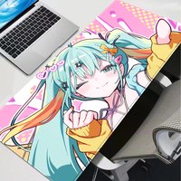 Anime Gaming Mouse Mat Hatsune Miku Mouse Pad for Desk Mousepad Non-Slip Rubber Base Computer Keyboard Wrist Rest for Office PC