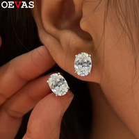 OEVAS – boucles d'oreilles de mariage ovales en Moissanite pour femmes, plaqué argent S925, or 18 carats, peut passer le test du diamant, boucles d'oreilles de fête, cadeau, 1ct-4ct