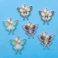 5/6pcs Creative Cartoon Colorful Butterfly Charm Alloy Enamel Pendant For Jewelry Making Necklace Bracelet Earrings DIY Craft