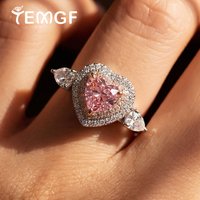 7*7mm Heart Cut Pink Moissanite Engagement Rings for Women Sparkling Lab Diamond S925 Silver 3-Layer Wedding Band Bridal Jewelry