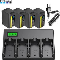 NP F770 NP-F750 Replacement Batteries with 4-Channel Charger for Sony NP-F550/750/770, Handycam,Field Monitor, Video Light