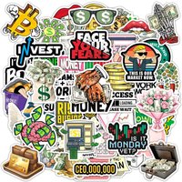 50Pcs Cool Money Series Cartoon Stickers Dollar Decals Graffiti Notebook Suitcase Phone Funny Decoration Sticker Toys Gift
