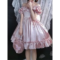 Philosophy Women Vintage Princess Dress Satin Silky Lace Ruffles Bow Party Lolita Dress 2023 Kawaii Sweet Pink Dress Summer Chic