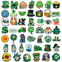 32/48Pcs Lot Green Shoe Charms Fits for DIY Clog Sandals PVC Shoe Decoration Shoes Accessorie for Decoration Pins Party Gifts