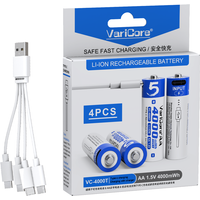 VariCore VC-4000T AA 1.5V Li-ion USB Cable Color Box 4PCS 4000mWh Type-C Fast Charging Lithium Battery for Mouse, Toys, etc