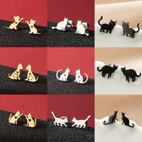 Cute Cat Stainless Steel Stud Earrings for Women Persian Cat Ear Jewelry Girls Student Birthday Earring Gifts Accessories