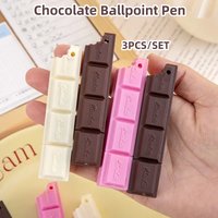 3PCS Chocolate Shaped Ballpoint Pen Set, Chocolate White Pink Colored, Funny Office And Study Supplies