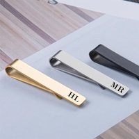 Personalized Carved Name Pattern Metal Men's Business Suit Tie Clip, Customized Letter Tie Clip, Father's Day Gift