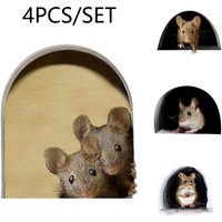 4Pcs/Set Cartoon Mouse Hole Stickers Wall Sticker Dust Resistence DIY for Home