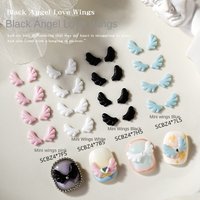 50Pcs New 3D Angel Wing Nail Charms - White Resin Matching Wing Pair for Ethereal DIY Manicures Charm