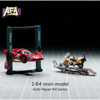 1/64 Scale Two Post Car Lift Motorcycle Lift Set Resin Garage Workshop Miniature Scene Props Display for Diecast Car AFA