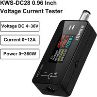 KWS-DC28 DC Voltage Ammeter Power Meter TFT HD Digital Display Battery Capacity Detector Electrician Tool 0.96 inch 4-30V 12A