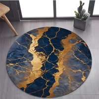 2026 New Style Luxurious Marble Colour White Gold Round Carpet Rug for Bedroom Living Room Decoration,pet Decor Floor Mat