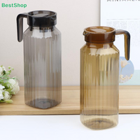 ☭1.1L Large Capacity Ribbed Pitcher With Lid And Handle Transparent Water Jug Drink Storage Pot For Home And Office Use