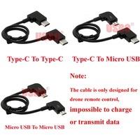 Double 90 degree Elbow black 0.3M USB3.1 Type C Micro-USB male to male Type C Micro-USB drone remote control adapter cable