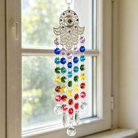 1Pc Crystal Hanging Ornament, Sun Catcher, Composed of Hansa Stones and Colorful Crystals, Often Hung in Front of Windows, on Walls, or in Gardens, Combining Both Aesthetic Value and Cultural