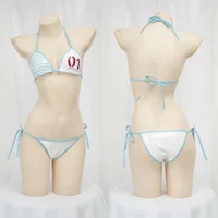Anime Leather Bikini Set Japanese Cute Girl Cosplay Costume Mini Underwear Backless Bandage Nightwear Cartoon Swimsuit Outfits