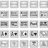 URING Words Love Dream FAITH BOSS LADY Personality Italian Charm Links Fit 9mm Bracelet Stainless Steel Jewelry Making DIY