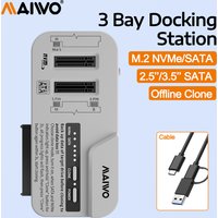 MAIWO M.2 NVMe & 2,5/3,5 SATA SSD HDD Cloner 10 Gbit/s USB C Festplatten-Leseradapter für M.2 SSD und 2,5/3,5 Zoll SATA ohne Werkzeug